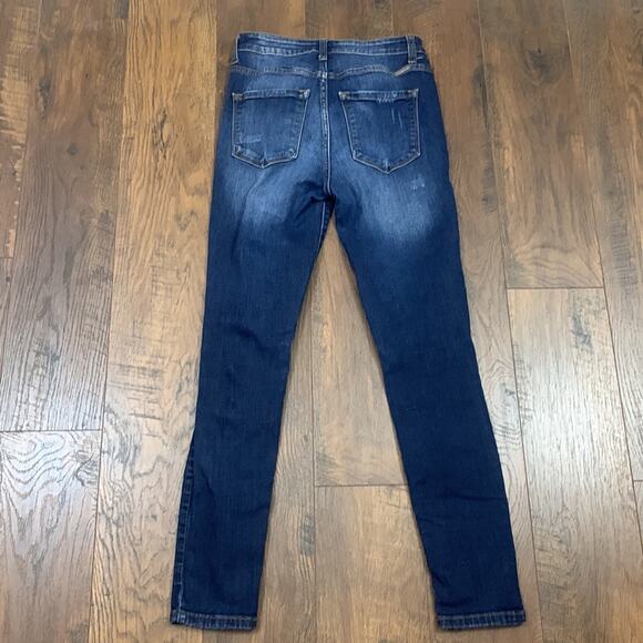 KanCan High Waist Distressed Dark Wash with Fade Skinny Jeans - Picture 5 of 5